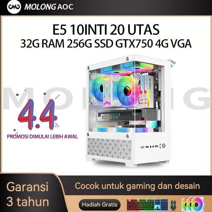 MOLONG PC Intel 12 Core Pc gaming full set desktop komputer kantor, mesin perakitan desain, mendukun