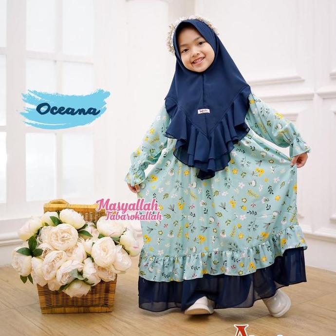 Gamis Anak Set Hijab Almahyra series untuk usia 1-8 thn By Mysha Kids muslimah (Satu set dengan Hija