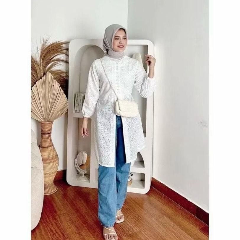 Limited Chea Tunik Katun Bordir (Katbol Katun Bolong) / Tunik Kondangan / Atasan Wanita Katun Bolong