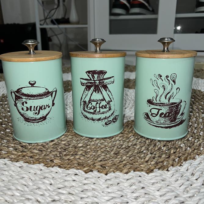 Tempat Gula Kopi Teh Set 3In1 Wadah Penyimpanan Kopi Gula Teh