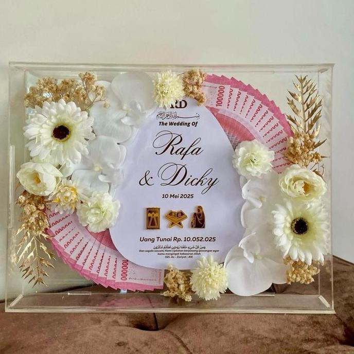 Bingkai mahar pernikahan Rustic ukuran  30x40 Frame Bunga TP