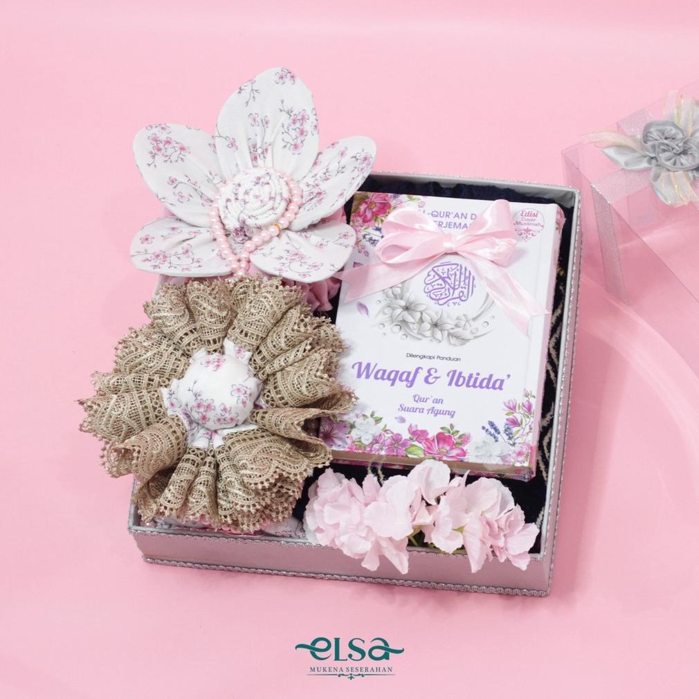 Diskon Elsa - Paket Seserahan Mukena Mahar Alat Sholat Lengkap Hias Box Mika