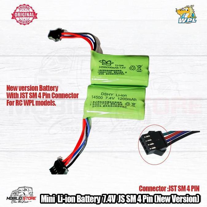 Mini Li-ion Battery 7.4V JST SM 4 PIN (New Version) for WPL RC