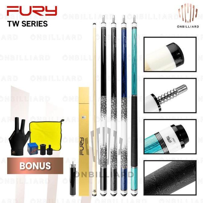 FURY TW Stick Billiard Maple Cue Low Deflection Play Cues TW-1 TW-2 TW-3 TW-9