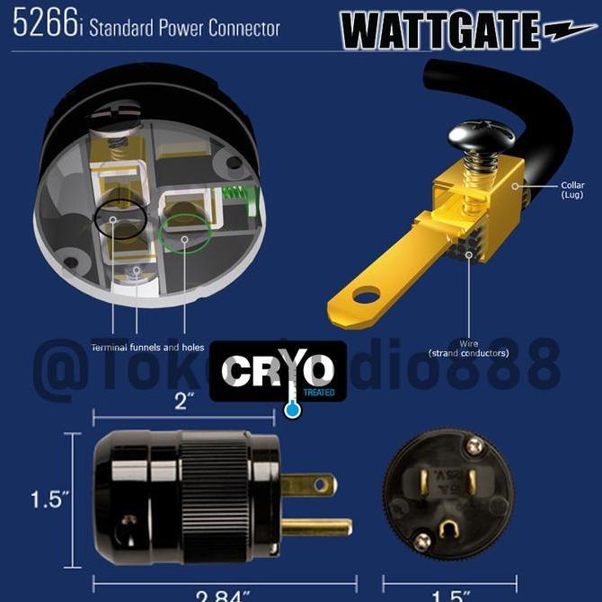 Power Connector Wattgate 5266I Black Us Plug Male Audio Power Plug Usa