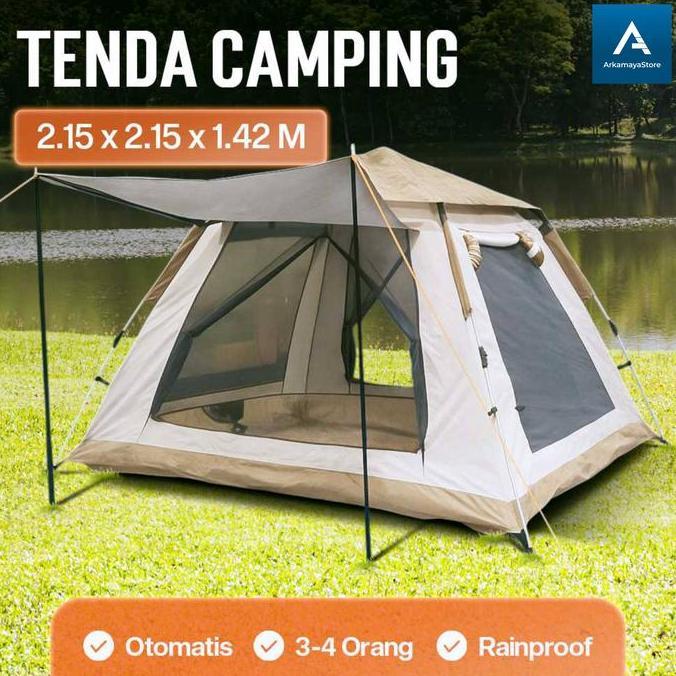 NEW tenda camping 4 orang kemah lipat otomatis anti air