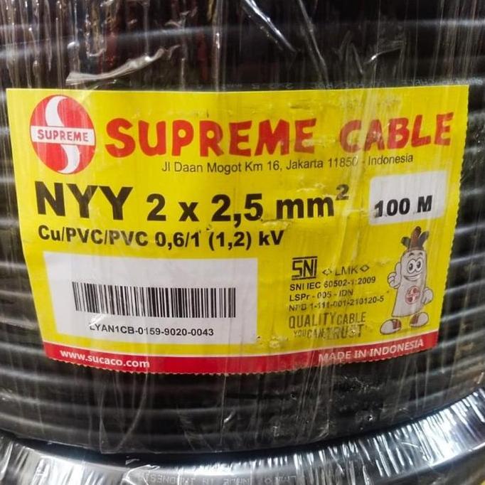 KABEL NYY 2X2.5 SUPREME 100 METER /KABEL KAWAT HITAM NYY 2X2,5 SUPREME