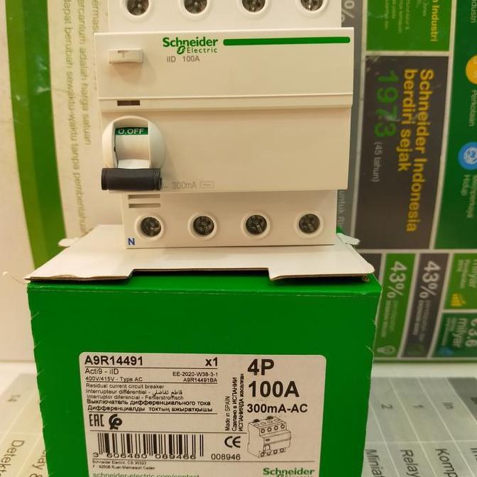 NEW elcb/rccb 4p 100a 300ma schneider