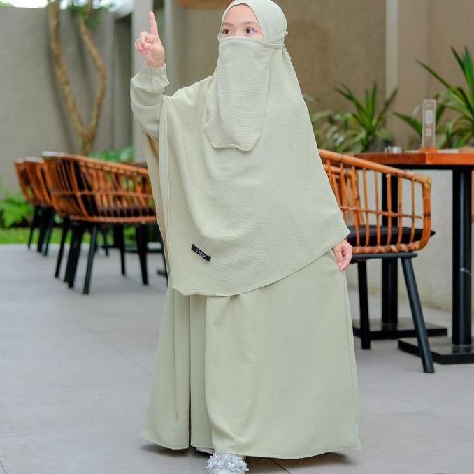 Gamis anak perempuan French khimar Full set cadar Inara set BY Salvina kids Baju Bergo Syari warna d