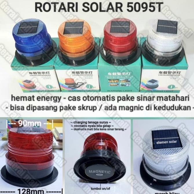 lampu rotary warning light solar panel tenaga Surya lampu rotari mini