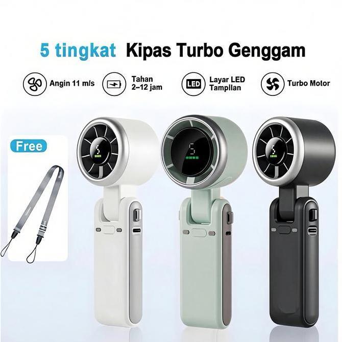 MELAKASA Kipas Angin Portable Turbo Mini, Kipas Lipat Bisa Dileher, High Speed Kencang & Hemat Listr