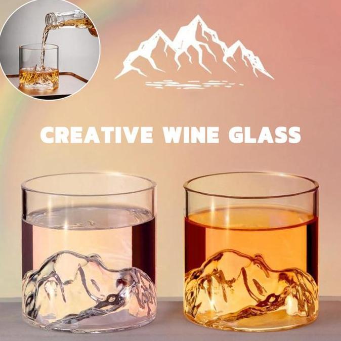 MEHJAPCHA 200ML/300ML gelas kaca es teh Gelas Whiskey Gelas Gunung Fuji Gelas Kaca 3D