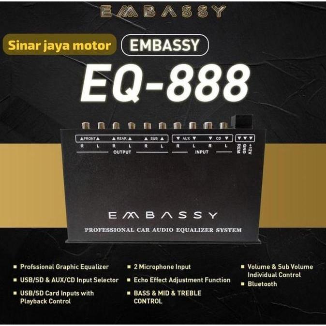 PARAMETRIC EQUALIZER PREAMP KARAOKE EMBASSY EQ-888 BLUETOOTH BAGUS