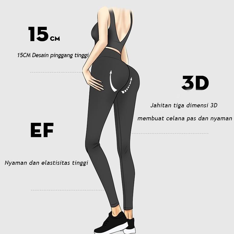 CUCI GUDANG Legging Olahraga Wanita High Waist  Tidak Tembus Pandang & Elastis Nyaman untuk Gym & Yo