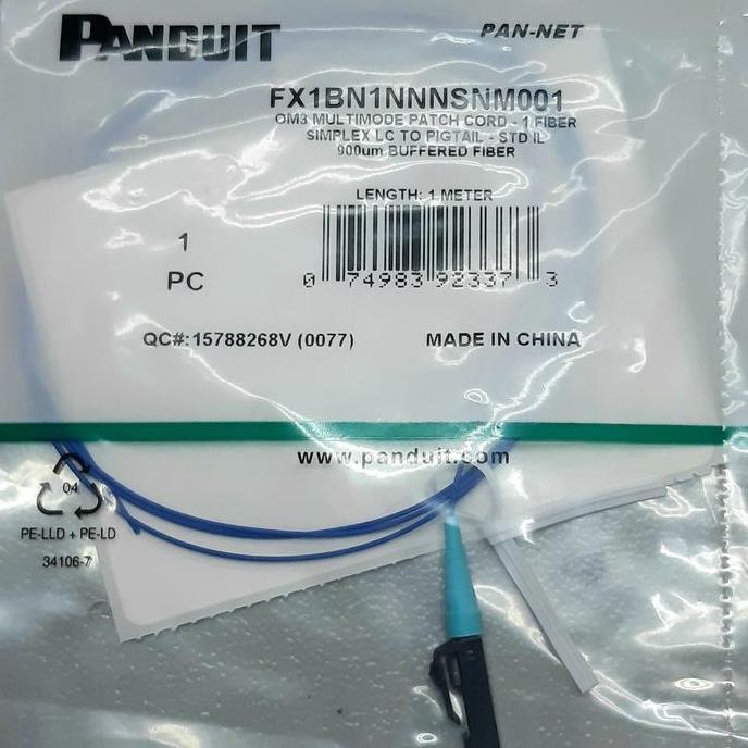 Panduit FO LC piqtail 1M MM OM3 Simplex Multimode LC
