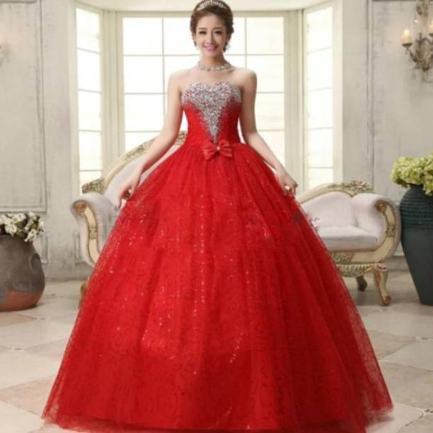 Diskon Gaun Pengantin Korea /Wedding Dress  Wedding Dress  Pita Dengan  Swarozky  Ballgown