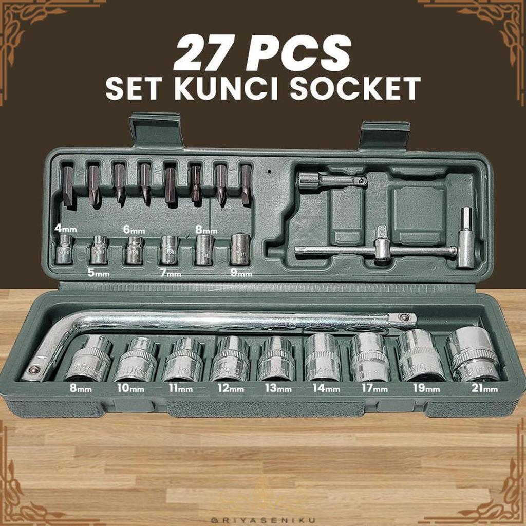 Promo Kunci Sock / Socket / Shock / Sok Wrench 27 Pcs , Kunci 40 , Kunci 10 , Kunci 46 , Kunci 19 , 