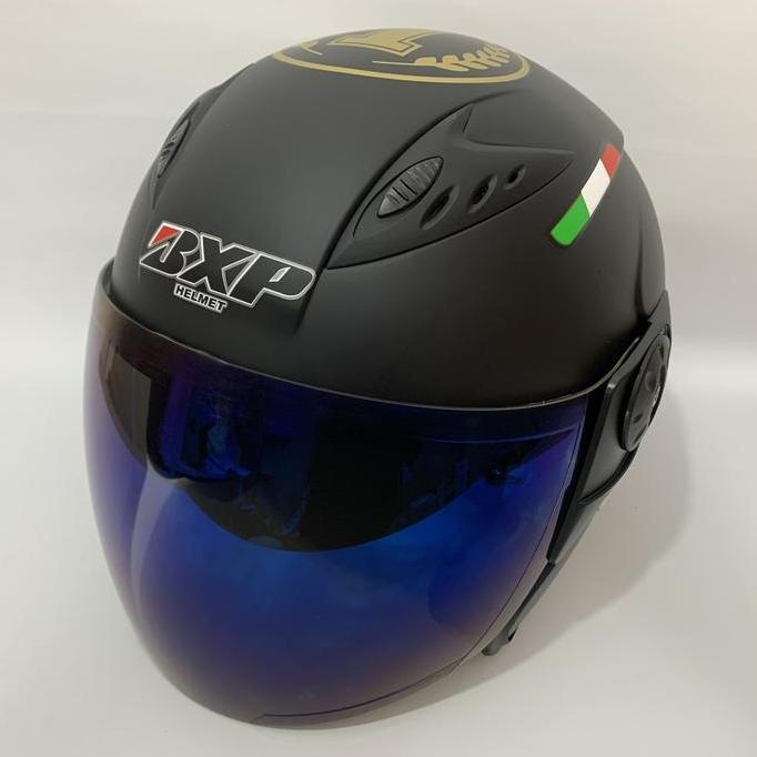 NEW HELM VISION LEOPARD (GOLD) HITAM DOFF - KACA PELANGI RAINBOW / IRIDIUM / SILVER / CLEAR - HELM D
