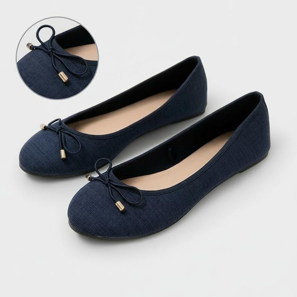 BESTPROMO Berrybenka - Sepatu Ballerina Sofia Fana Bow Ballerina Flat Shoes Wanita Elegan