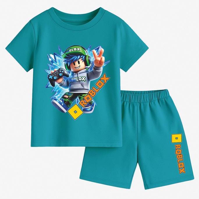 Setelan Baju Anak Gambar Roblox Pendek Anak Cowok Usia 1-10 Tahun Code 2022