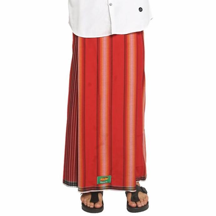 Sarung ATLAS 500 Favorit EsLilin Salur Warna Merah Orange