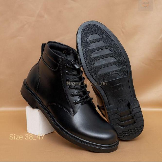 New Sepatu PDH Pria Model Resleting Tinggi Warna Mengkilap Tipe Dinas Kerja Harian Kantoran TNI POLR