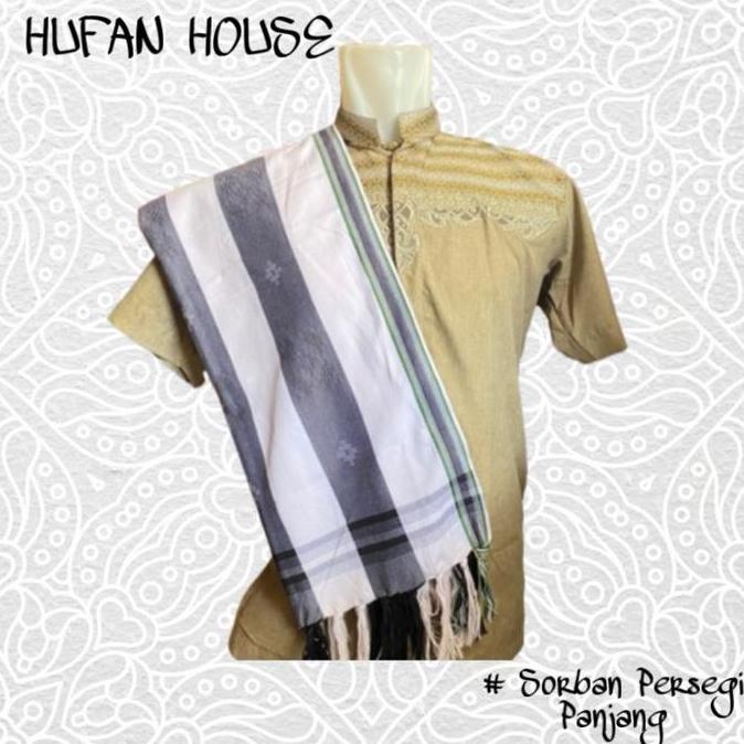 SORBAN HITAM PUTIH PERSEGI PANJANG SORBAN ARAB PREMIUM