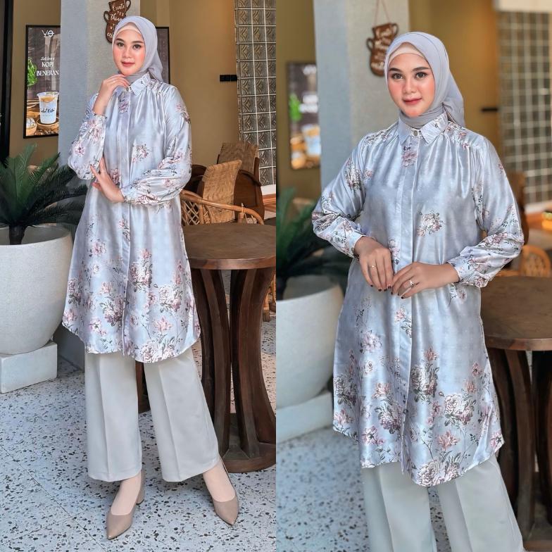 DISKON HALIZA TUNIC [LD110 & LD120] TUNIK MOTIF PRINT ARMANI SILK PREMIUM | ATASAN JUMBO WANITA MUSL