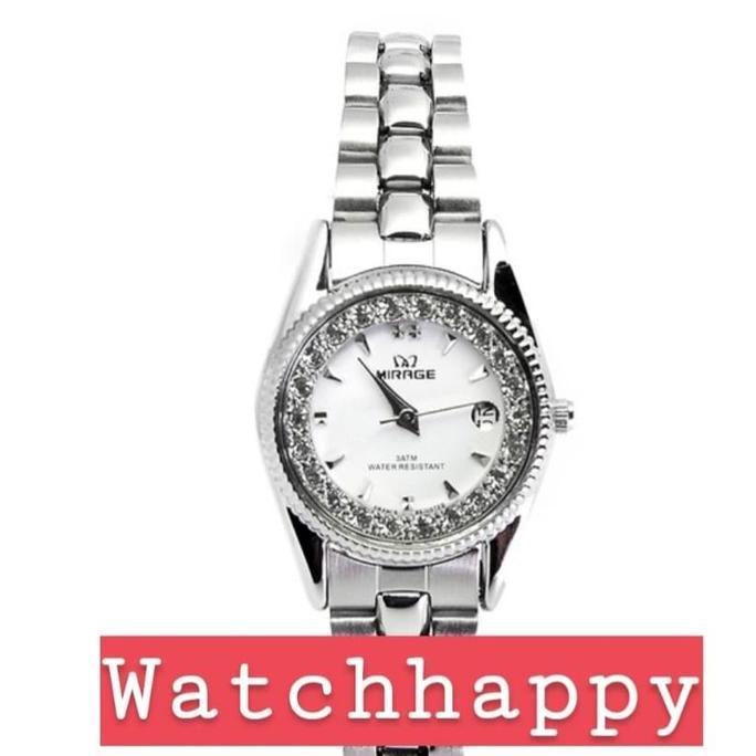 Jam Tangan Mirage Wanita Original RX 1580L Silver Permata Bestseller