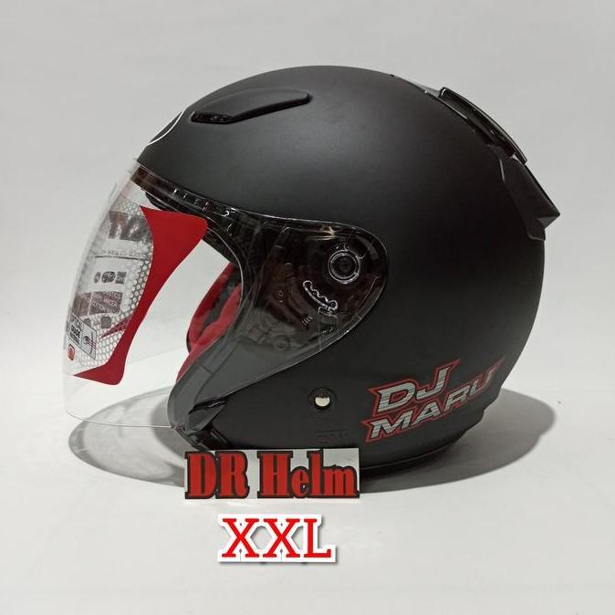 NEW HELM KYT DJ MARU POLOS HITAM DOF XXL ORI
