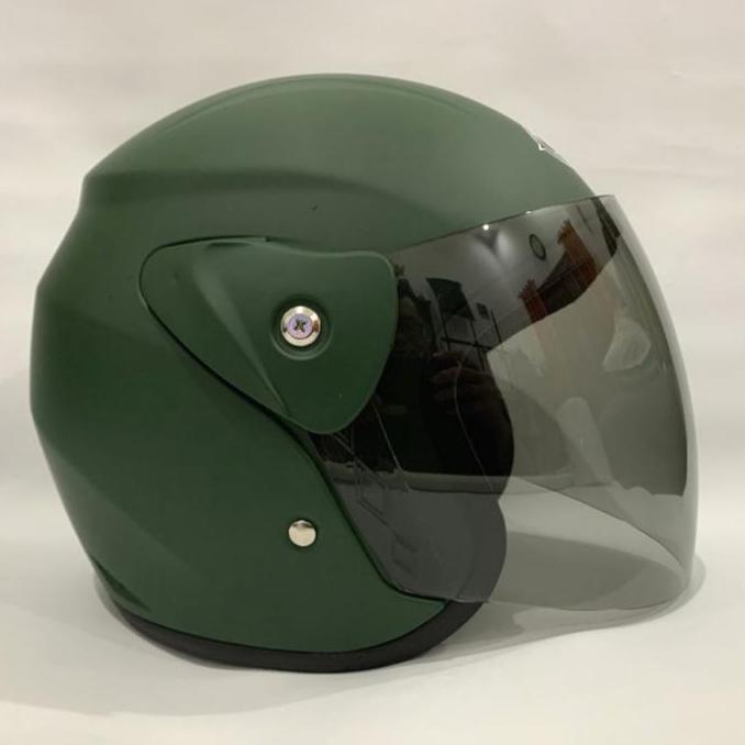 NEW HELM MOTOR EVO POLOS HIJAU ARMY DOFF SNI DEWASA HELMET ORI