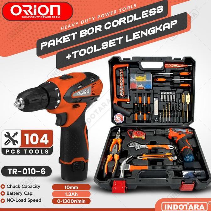 Hand Toolset / Tool Kit Set /Toolbox Cordless Drill Set Orion TR-010-6