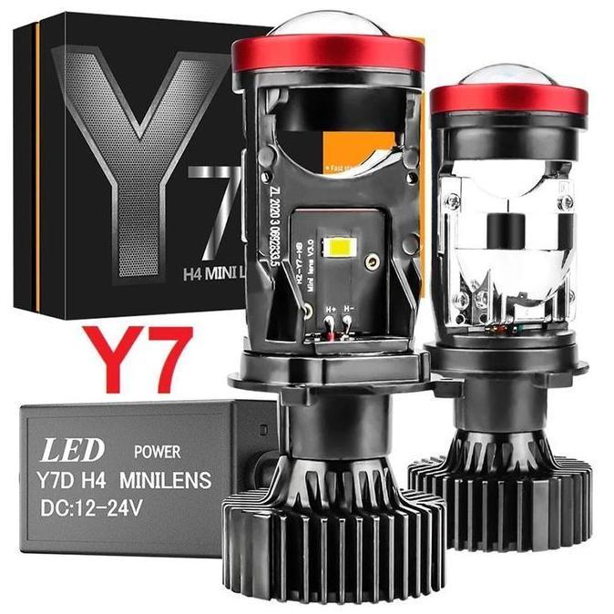 Mini Projie Y7D  Lampu LED Super Terang Y11 H4 50/80/120/150watt Headlamp Lensa Proyektor Y7