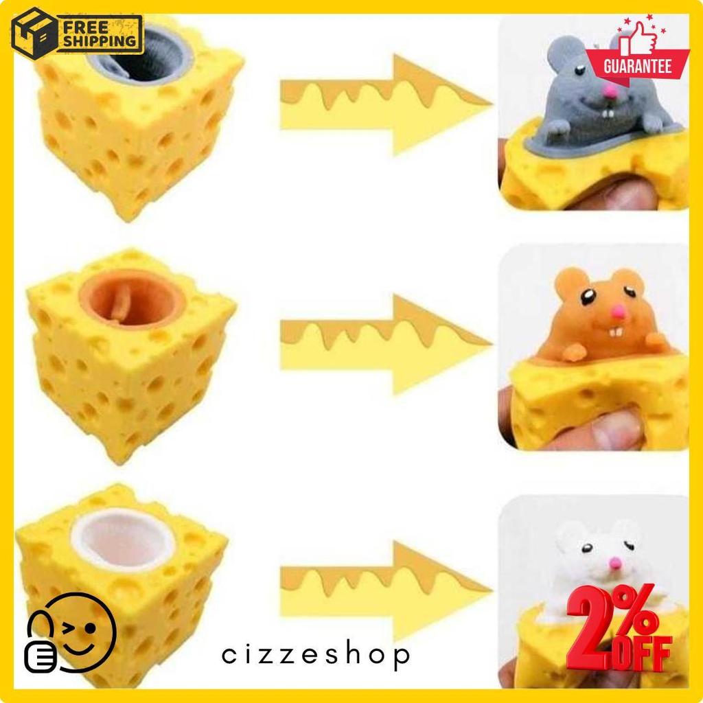 Bisa Cod Mainan Pop It Squishy Karet Silikon Keju Tikus / Mainan Squishy Tikus Keju Karet Silikon Po