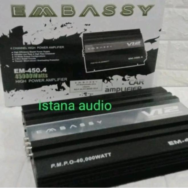 Power Mobil Embassy EM-450.4 Channel Mosfet Tenaga Badak EMBASSY 450 Amplifier 40000watt