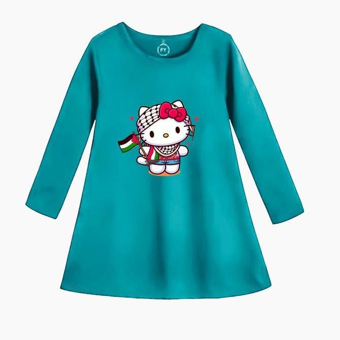 Kaos Daster Anak Perempuan Dress Anak Cewek Tunik Anak Motif Tunik Kity Palestina LMO