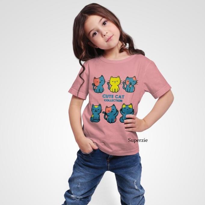 Atasan baju anak cewek Grosir dan ecer kaos anak distro perempuan CUTE CAT DUSTY bandung abadigrosir