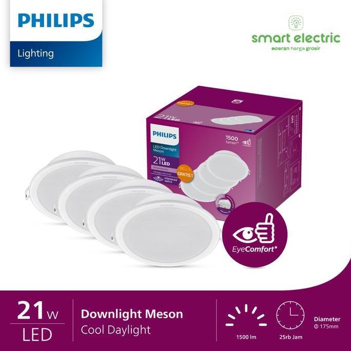 Philips Meson 21 Watt Paket 3 Free 1 Lampu LED Downlight Tanam Plafon Terang