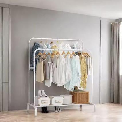 Gantungan Baju Jumbo Double Stand Hanger Baju Rak Gantungan Pakaian Double Pole Rak Display Butik Di