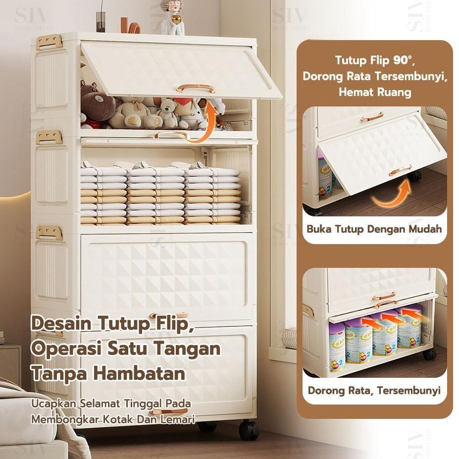 fast delivery lemari lipat multi-lapis lemari plastik susun lemari lipat abu-abu/ putih /transparan 