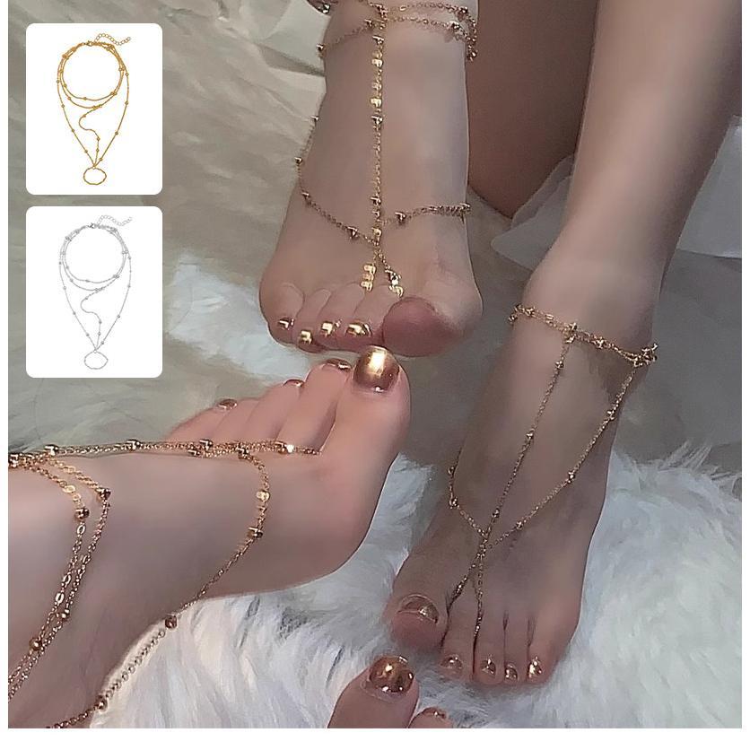 SUPER DEAL Gelang Kaki Titanium Wanita Anti Karat India / Gelang Kaki Jumbai/ Bohemian Rantai Rumbai