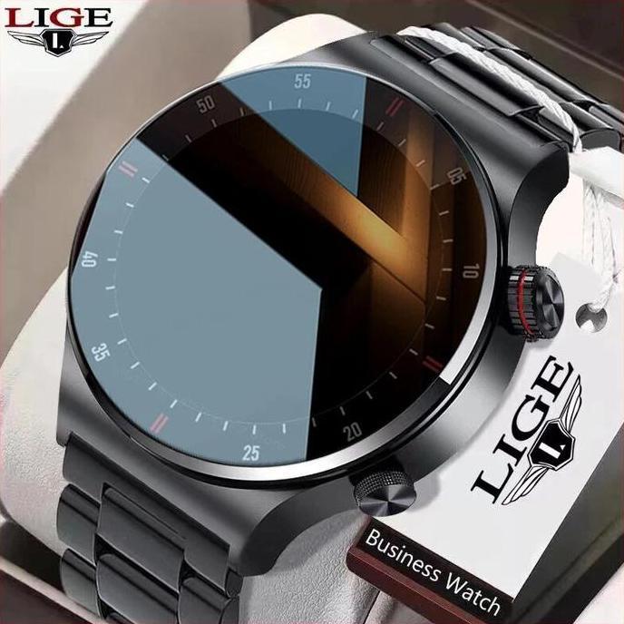LIGE Jam Tangan Pintar Pria Panggilan Bluetooth Sentuh Penuh smart watch Olahraga EKG Pelacak Keseha