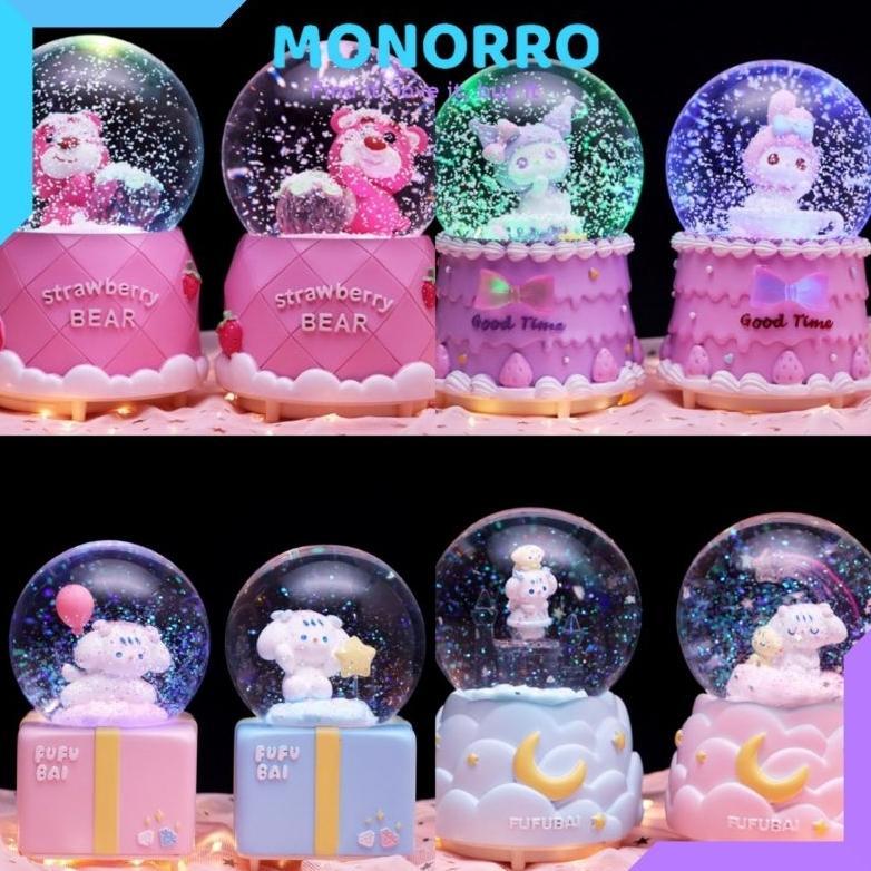 Snowball Bola Kristal Bola Musik Karakter Sanrio Cinnamoroll Kuromi Lotso Kado Pajangan