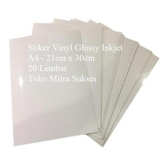 Lansungkirim- Stiker Vinyl Glossy Inkjet A4