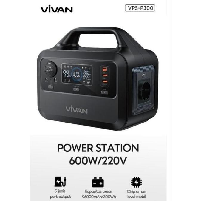 TERBARU VIVAN POWER STATION VPS-P300 POWER STATION ENERGY STORAGE 96000 mah 600watt 220volt portable