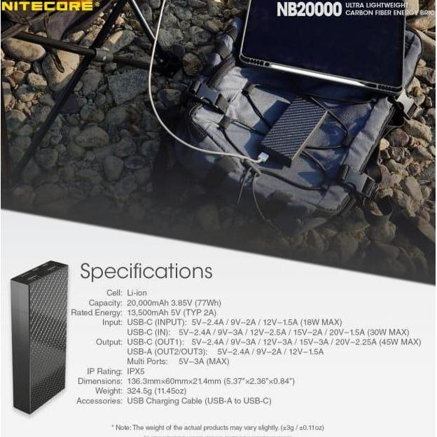 TERBARU ENERGY BRICK POWER BANK NITECORE NB20000 BISA GOSEND
