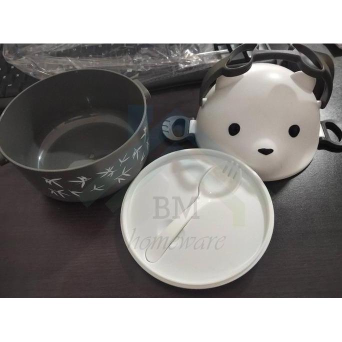 Kotak Makan Karakter Kaca Mata / Lunch Box / Kotak Bekal 800ml Coklat Sendok Souvenir