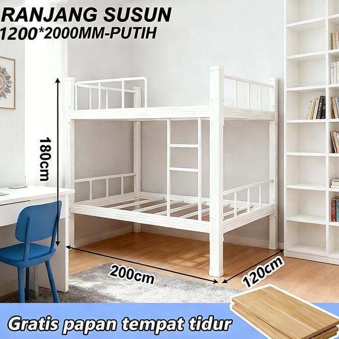 C_BAGASJAYA77 - RANJANG SUSUN BESI 2 TINGKAT 200X120/90X180CM EMPAT TIDUR SUSUN ASRAMA MAHASISWA TEM