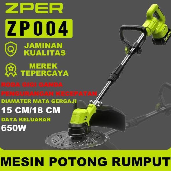 ZPER Mesin Potong Rumput Pemotong Rumput Listrik Pemangkas Rumput dengan Baterai Li-ion ZP003 alat p