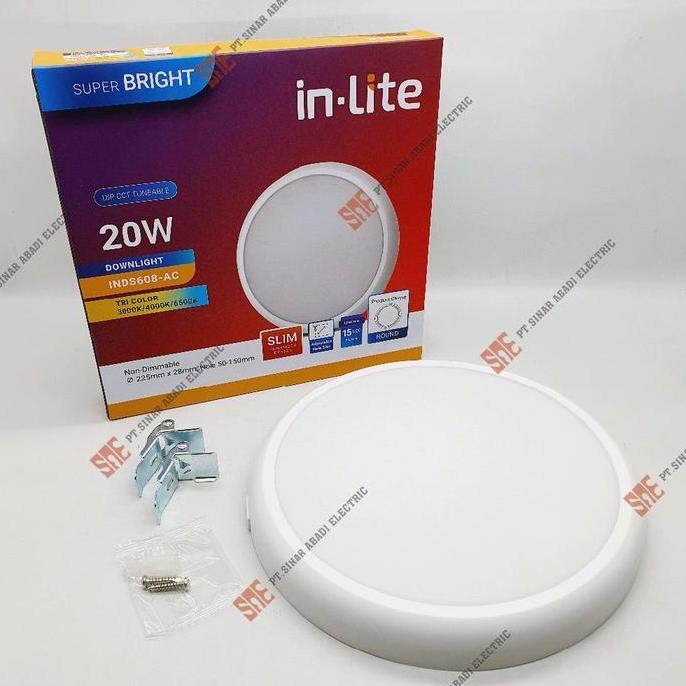 Ready Downlight Led 20W 20 Watt Inbow Outbow Inlite Tricolor Adjustable Inlite INDS608-AC 3000/4000/